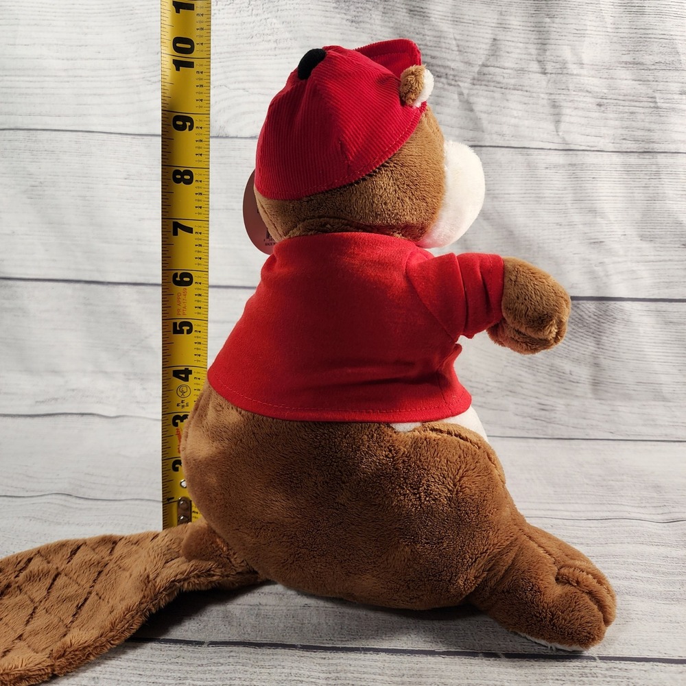Buc-ee's Mascot Plush Beaver 10 inch Stuffed Animal Red Shirt Corduroy Hat NWT - Picture 5 of 6